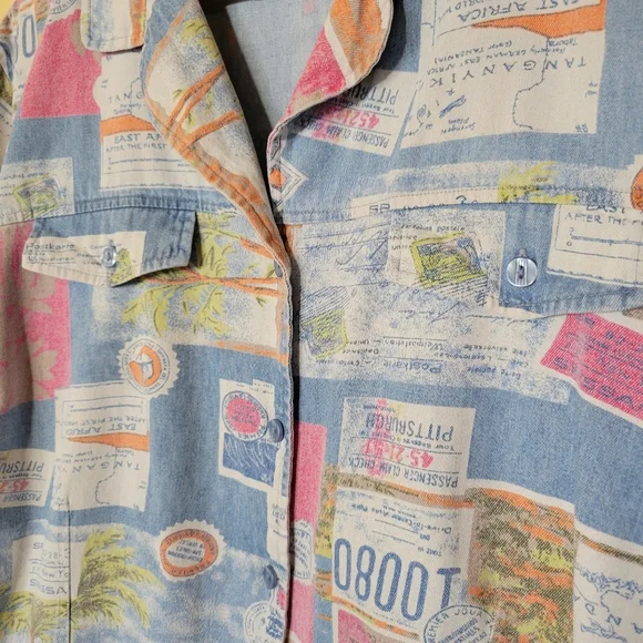 Sag Harbor Multicolor Postcard Print Men's Shirt - Picture 6 of 6